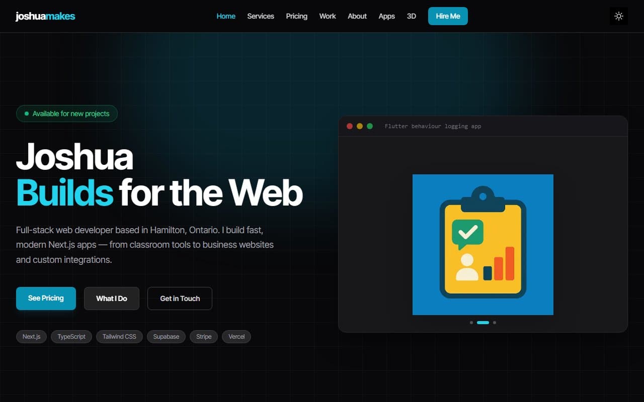 joshuamakes.ca screenshot