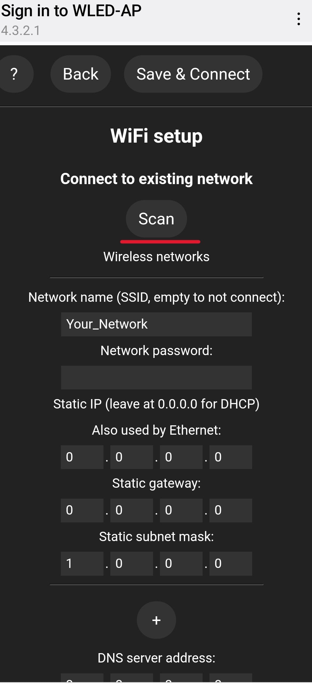 Configure WiFi settings