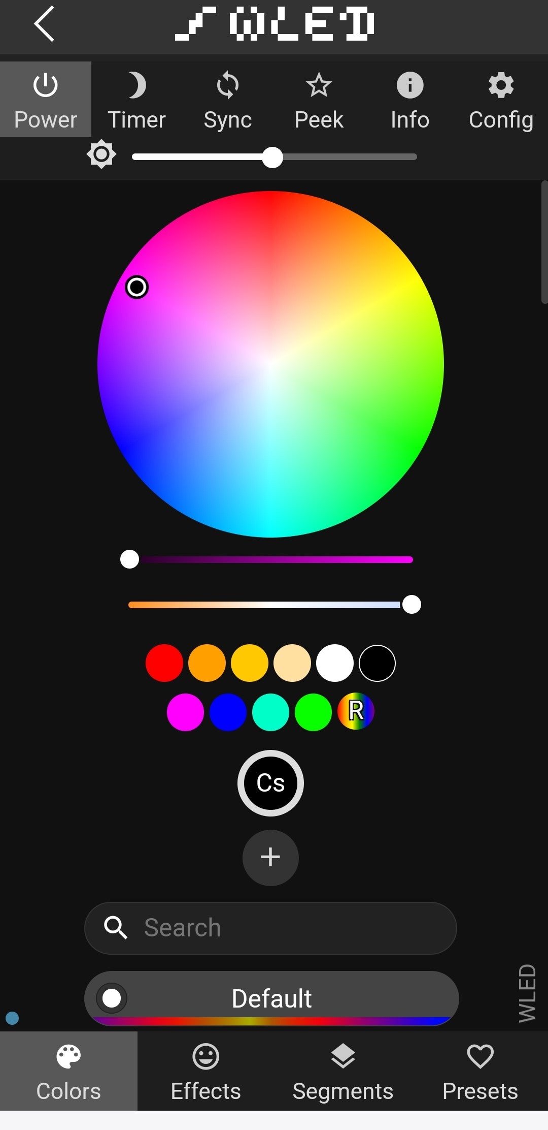 WLED color settings